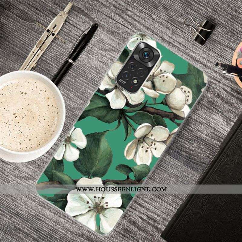 Coque Xiaomi Redmi Note 11 / 11s Fleurs Blanches Peintes