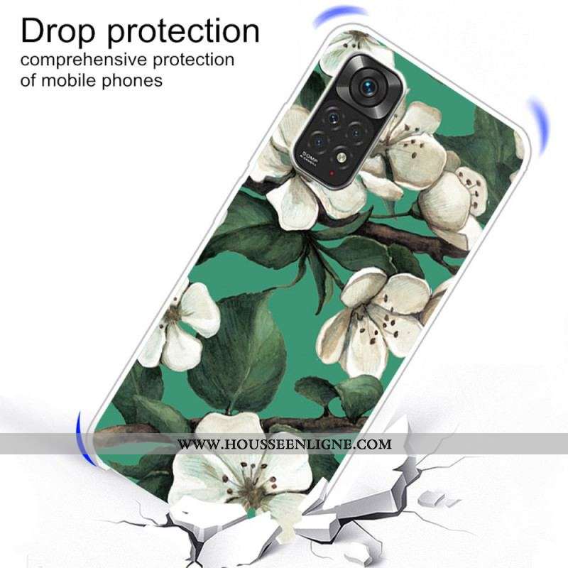 Coque Xiaomi Redmi Note 11 / 11s Fleurs Blanches Peintes