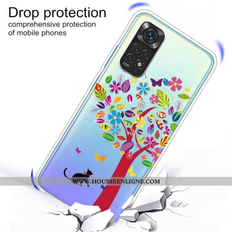 Coque Xiaomi Redmi Note 11 Pro /  Note 11 Pro 5G Chat sous l'Arbre Coloré