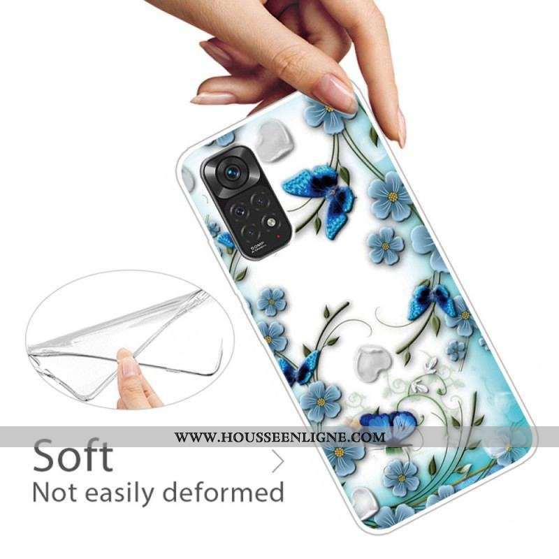 Coque Xiaomi Redmi Note 11 Pro /  Note 11 Pro 5G Papillons et Fleurs Rétros