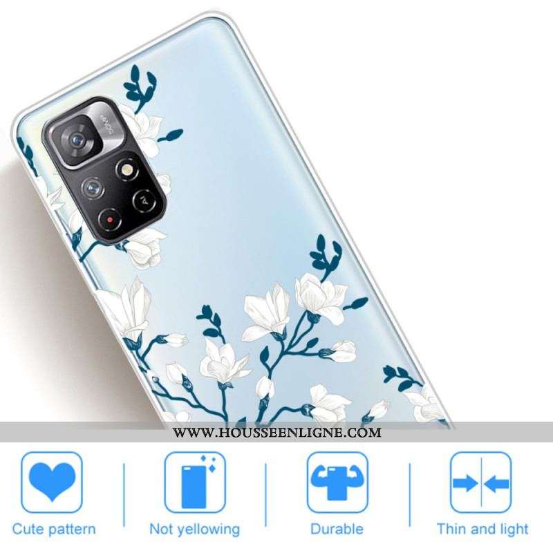 Coque Xiaomi Redmi Note 11 Pro Plus 5G Fleurs Blanches