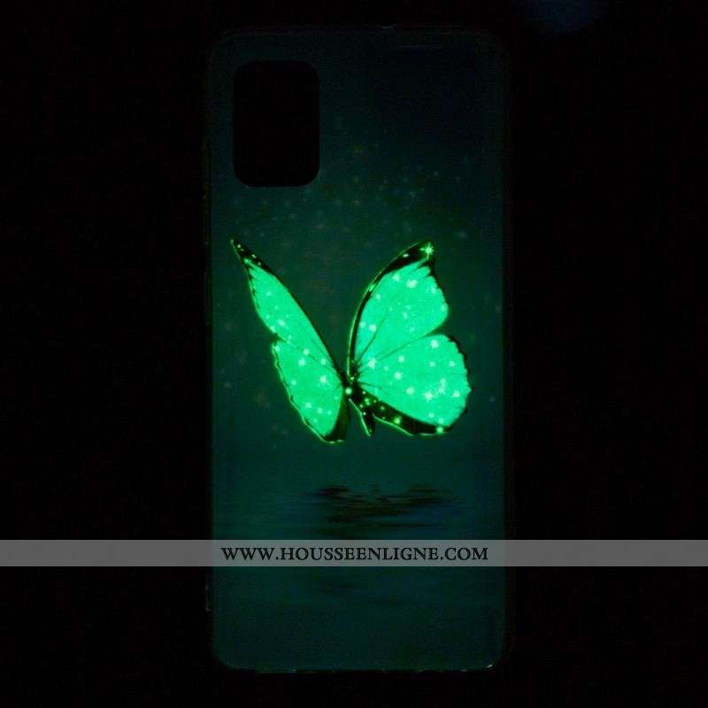 Coque Xiaomi Redmi Note 11 Pro Plus 5G Papillon Bleu Fluorescente