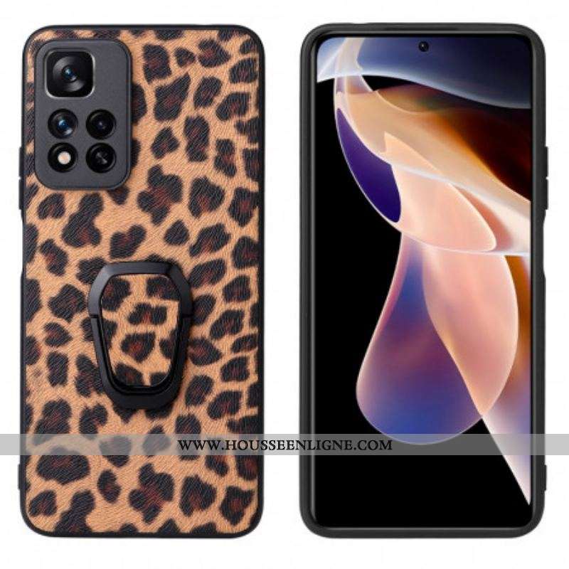 Coque Xiaomi Redmi Note 11 Pro Plus 5G Style Léopard Anneau-Support