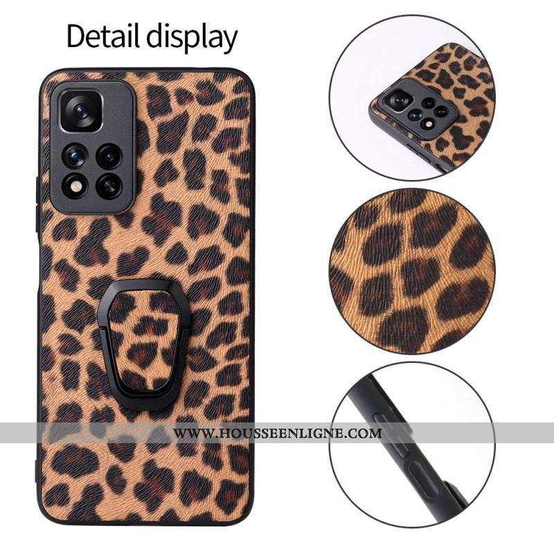 Coque Xiaomi Redmi Note 11 Pro Plus 5G Style Léopard Anneau-Support