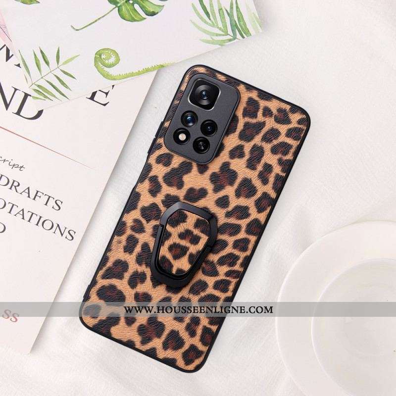 Coque Xiaomi Redmi Note 11 Pro Plus 5G Style Léopard Anneau-Support