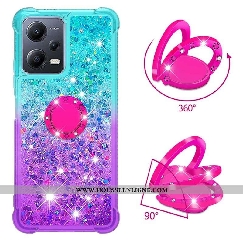 Coque Xiaomi Redmi Note 12/Poco X5 5G Paillettes Anneau-Support