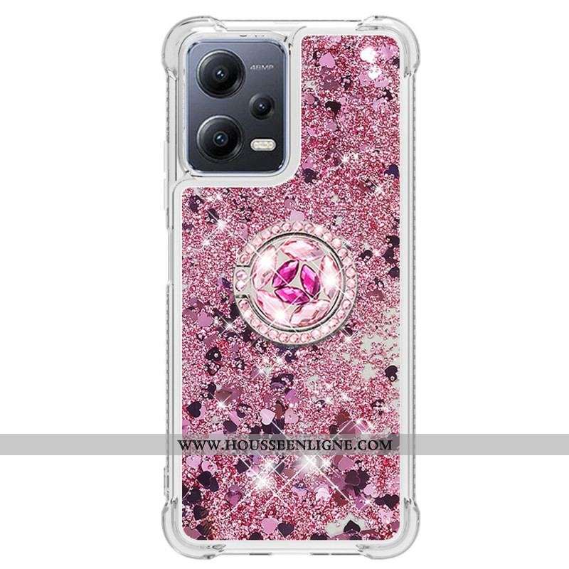 Coque Xiaomi Redmi Note 12/Poco X5 5G Paillettes Colorées Anneau-Support