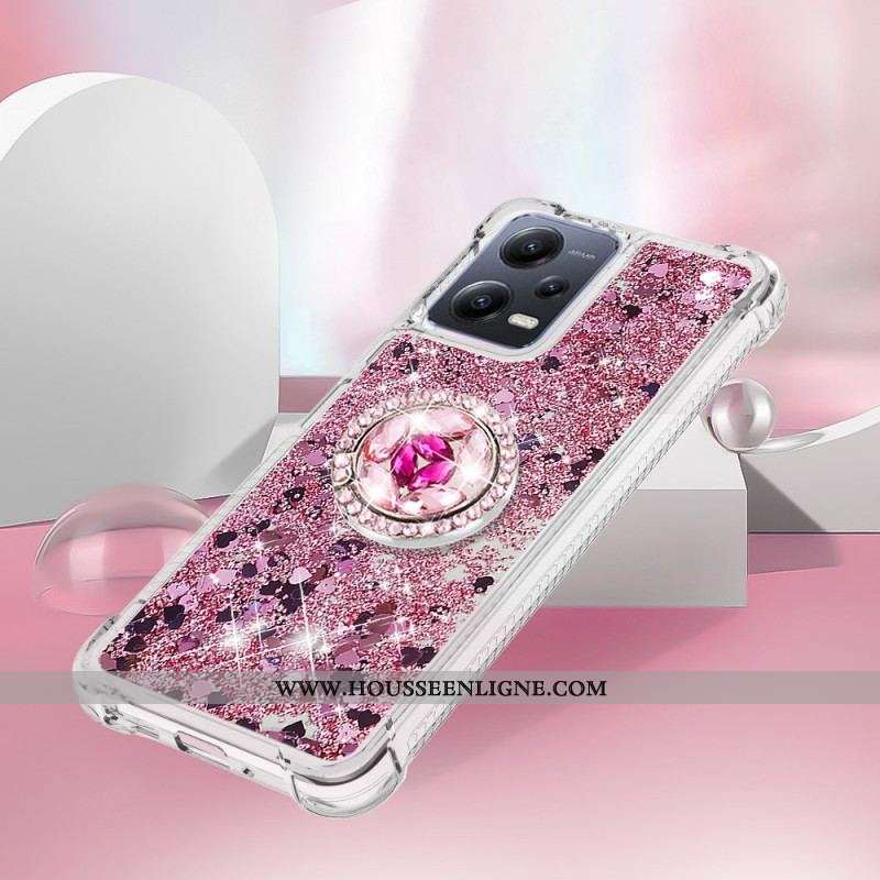 Coque Xiaomi Redmi Note 12/Poco X5 5G Paillettes Colorées Anneau-Support