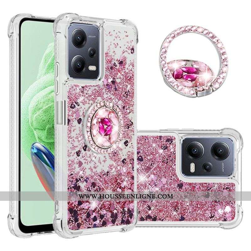 Coque Xiaomi Redmi Note 12/Poco X5 5G Paillettes Colorées Anneau-Support