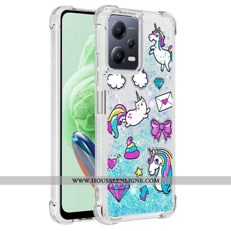 Coque Xiaomi Redmi Note 12/Poco X5 5G Paillettes Licornes