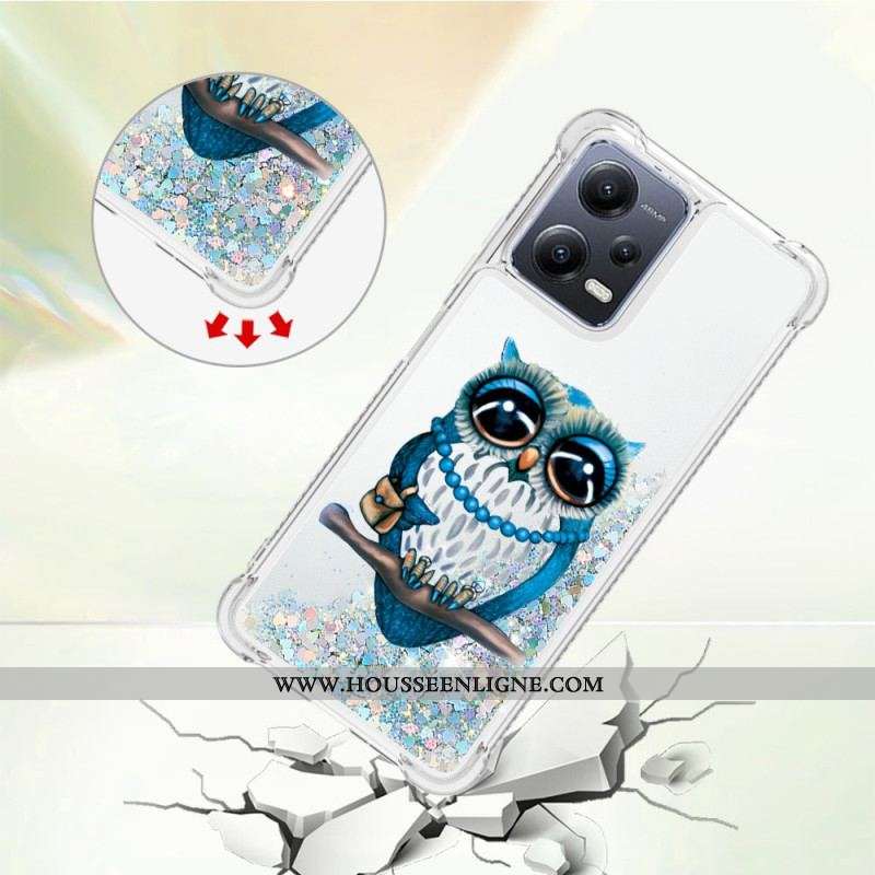 Coque Xiaomi Redmi Note 12/Poco X5 5G Paillettes Miss Hibou