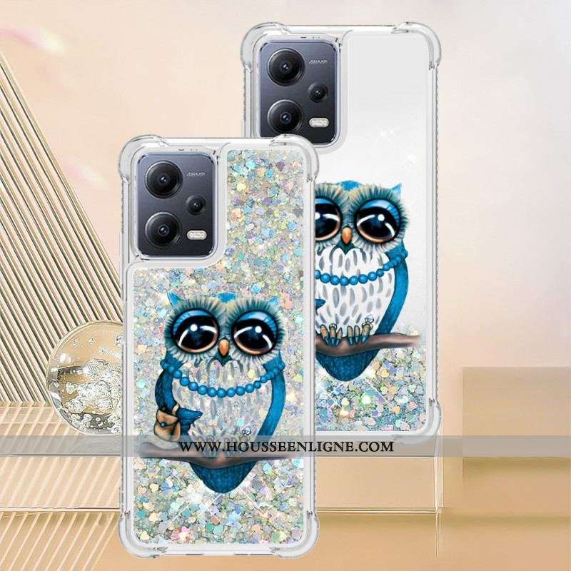 Coque Xiaomi Redmi Note 12/Poco X5 5G Paillettes Miss Hibou