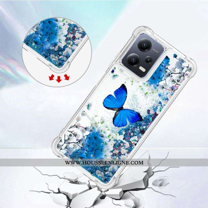 Coque Xiaomi Redmi Note 12/Poco X5 5G Paillettes Papillons