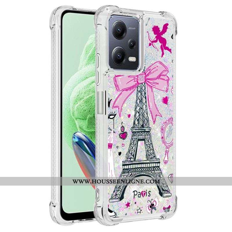 Coque Xiaomi Redmi Note 12/Poco X5 5G Paillettes Tour Eiffel