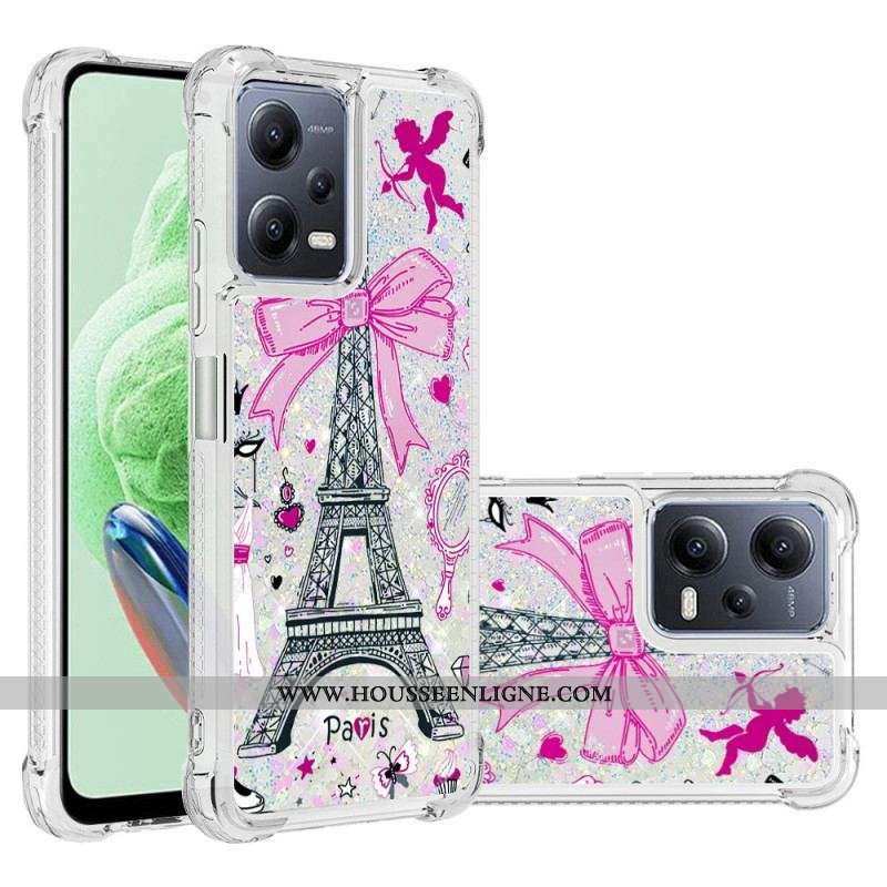 Coque Xiaomi Redmi Note 12/Poco X5 5G Paillettes Tour Eiffel