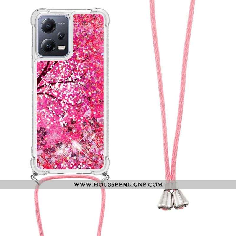 Coque Xiaomi Redmi Note 12/Poco X5 5G à Cordon Paillettes Arbre