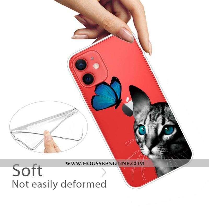 Coque iPhone 13 Mini Chat et Papillon