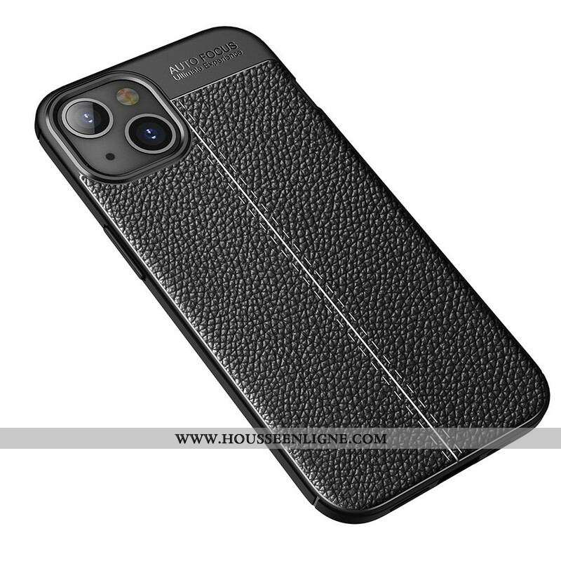 Coque iPhone 13 Mini Effet Cuir Litchi Double Line