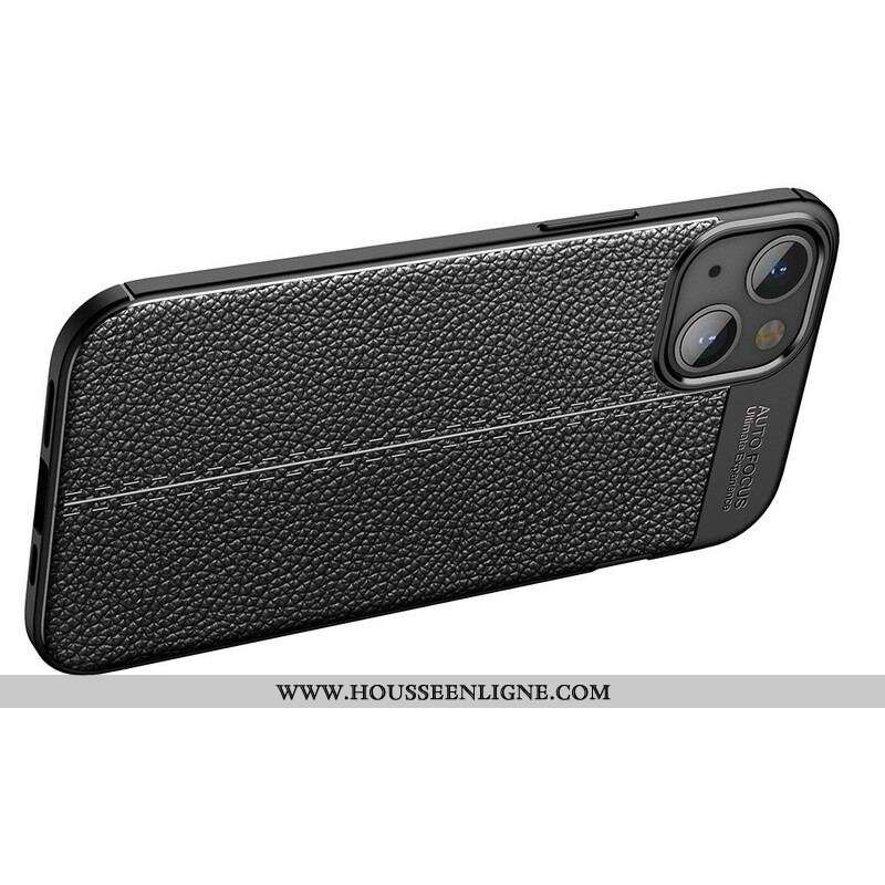 Coque iPhone 13 Mini Effet Cuir Litchi Double Line