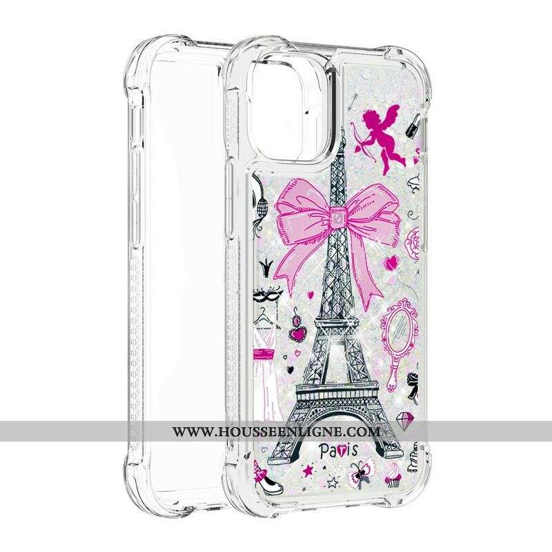 Coque iPhone 13 Mini La Tour Eiffel Paillettes