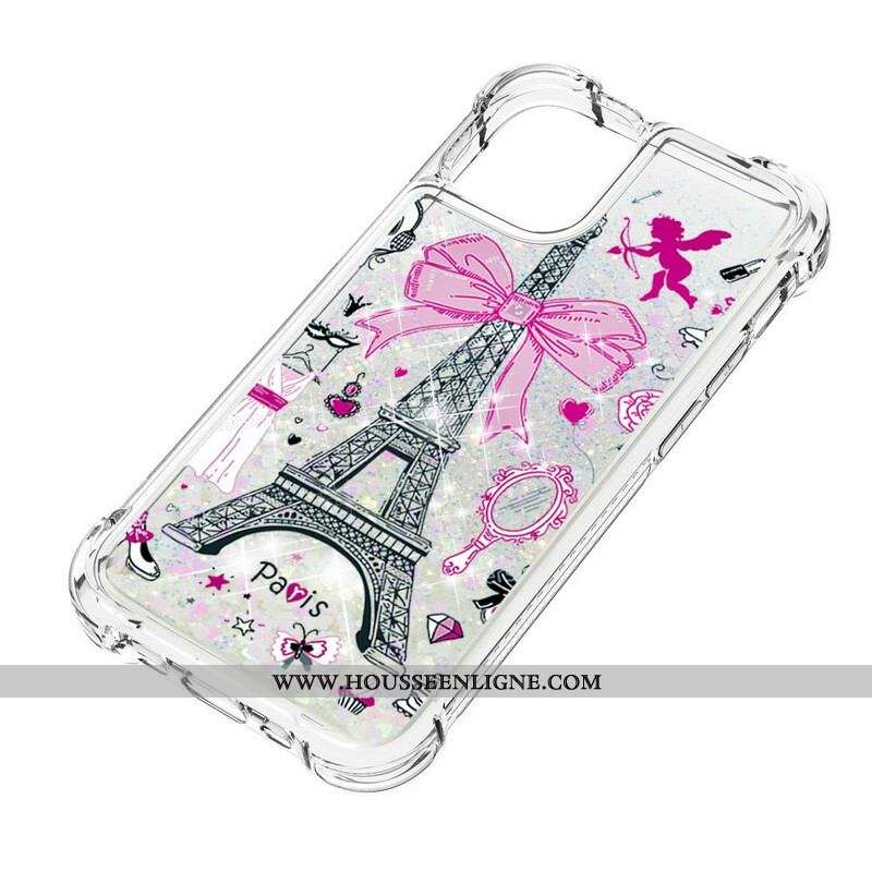 Coque iPhone 13 Mini La Tour Eiffel Paillettes