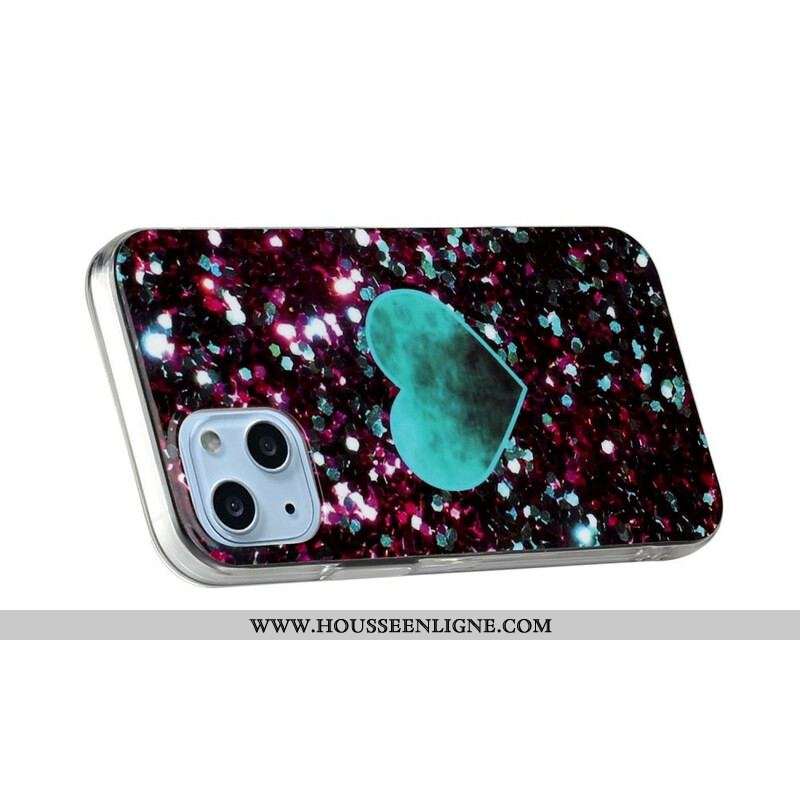 Coque iPhone 13 Mini Marbre Paillettes