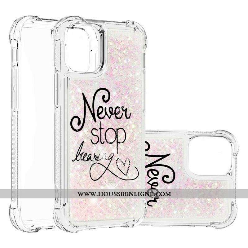 Coque iPhone 13 Mini Never Stop Dreaming Paillettes