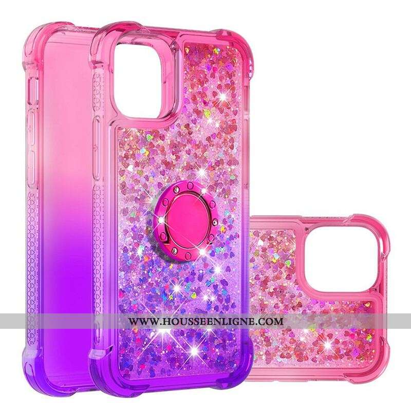 Coque iPhone 13 Mini Paillettes Anneau-Support