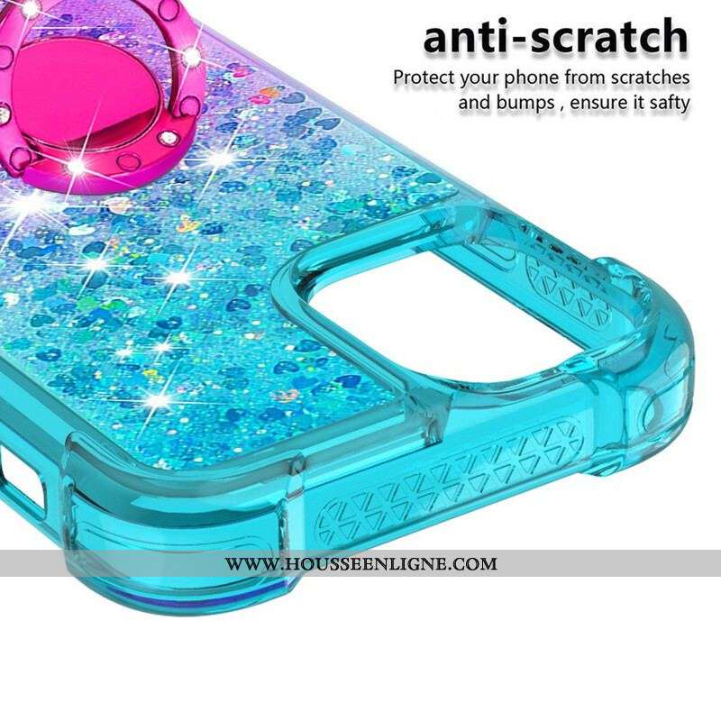 Coque iPhone 13 Mini Paillettes Anneau-Support