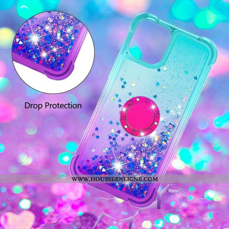 Coque iPhone 13 Mini Paillettes Anneau-Support