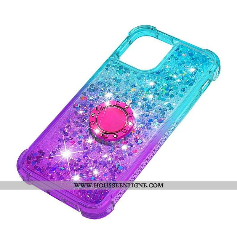 Coque iPhone 13 Mini Paillettes Anneau-Support