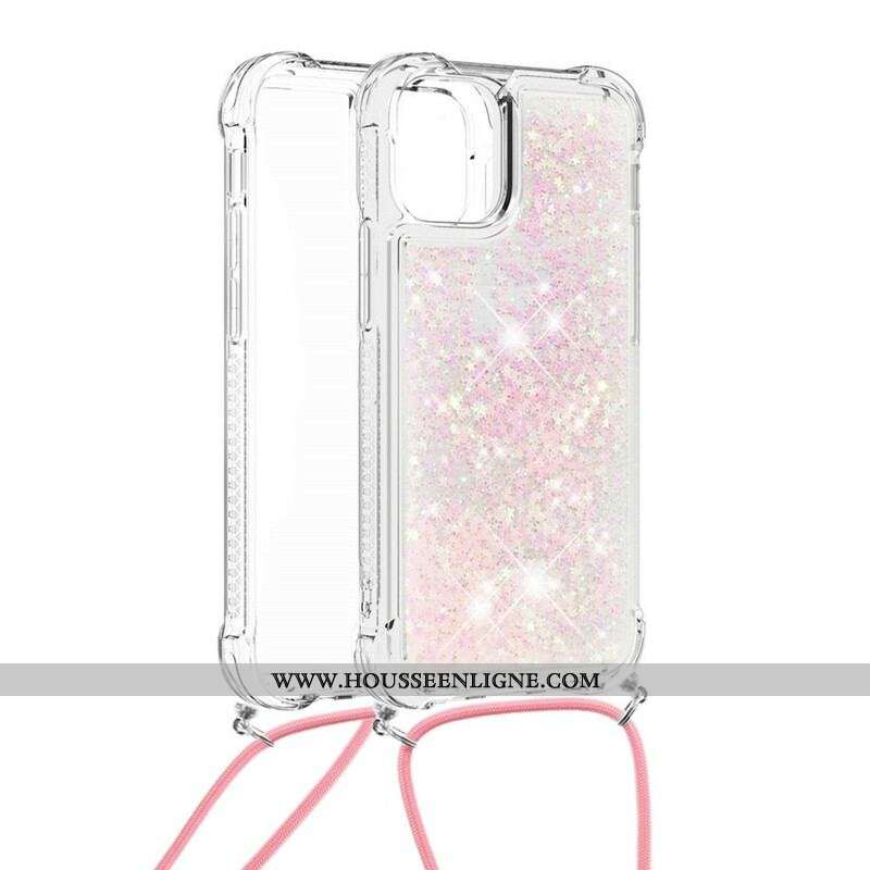 Coque iPhone 13 Mini Paillettes avec Cordon