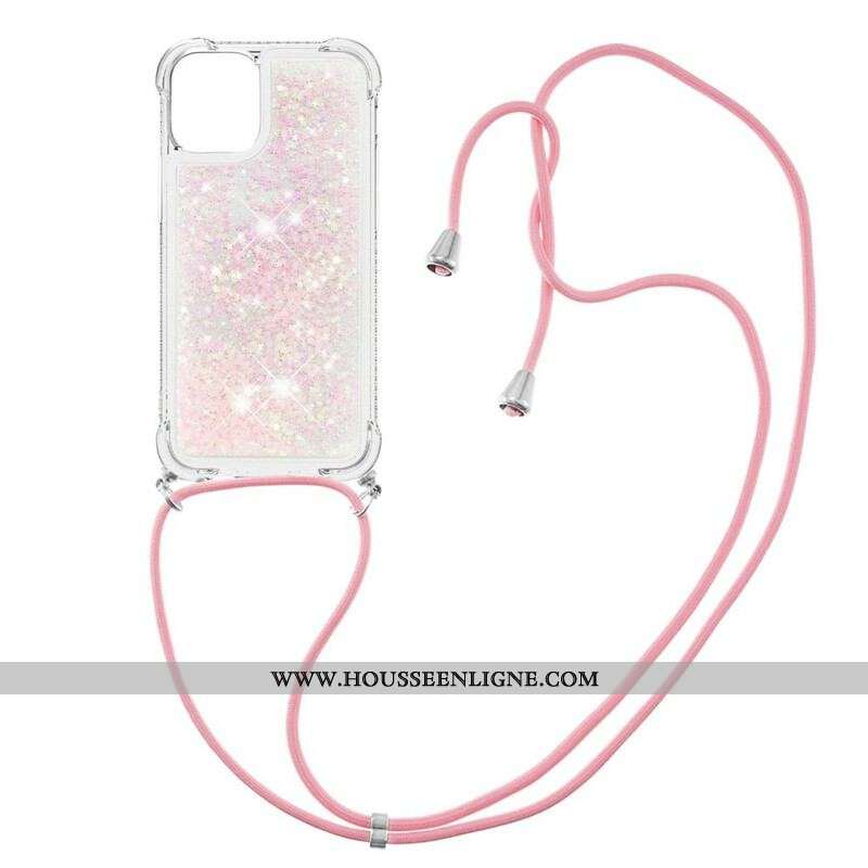 Coque iPhone 13 Mini Paillettes avec Cordon