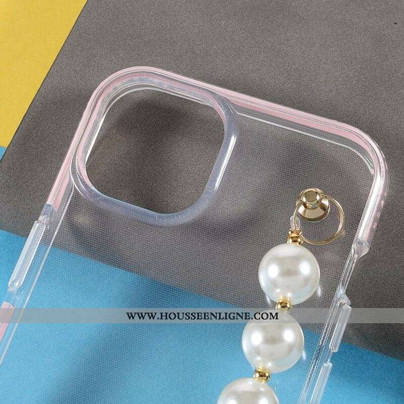 Coque iPhone 13 Mini Silicone Bracelet Perles