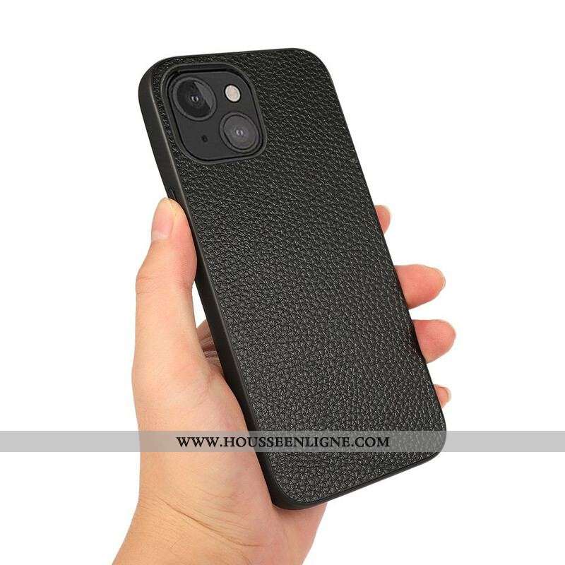 Coque iPhone 13 Mini Véritable Cuir Litchi