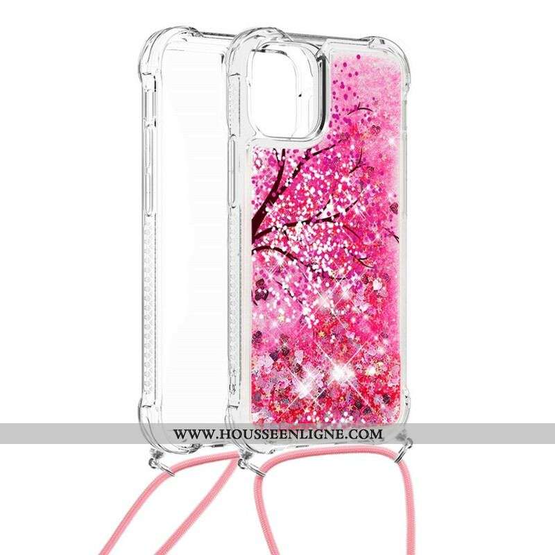 Coque iPhone 13 Mini à Cordon Paillettes Arbre