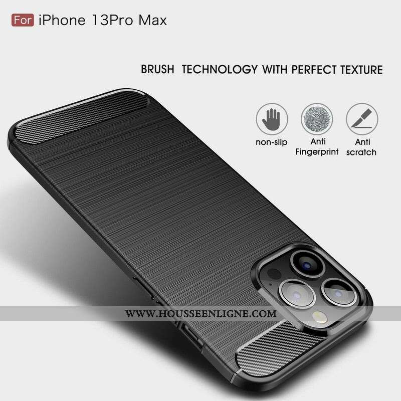 Coque iPhone 13 Po Max Fibre Carbone Brossée