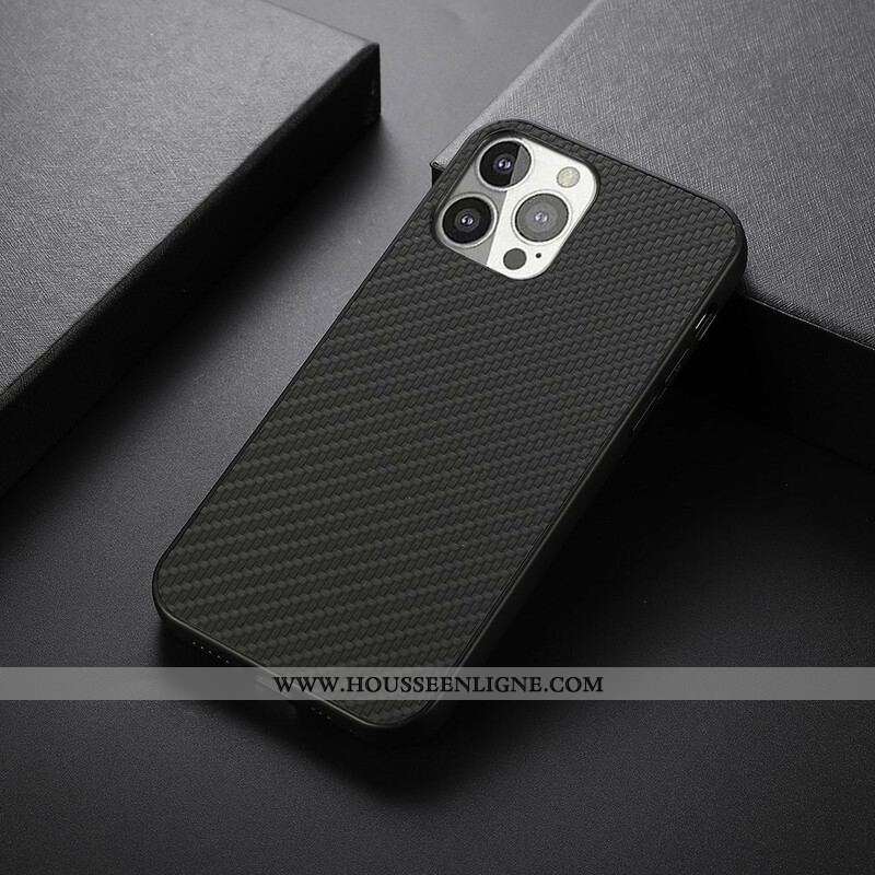 Coque iPhone 13 Pro Effet Cuir Texture Fibre Carbone