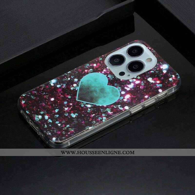 Coque iPhone 13 Pro Marbre Paillettes