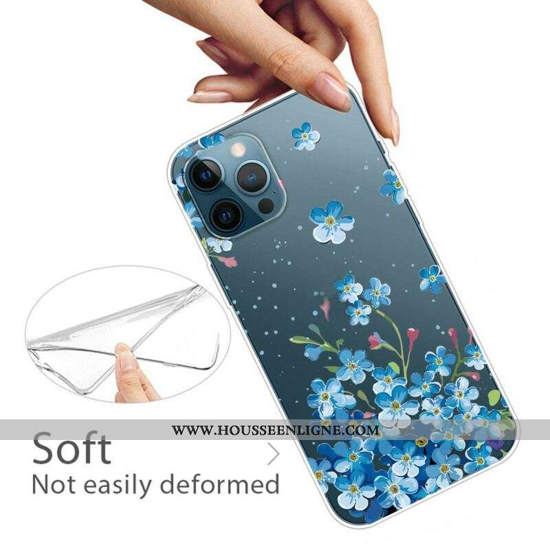 Coque iPhone 13 Pro Max Bouquet de Fleurs Bleues