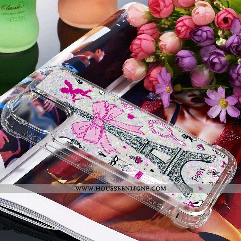 Coque iPhone 13 Pro Max La Tour Eiffel Paillettes