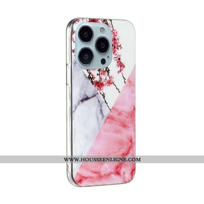 Coque iPhone 13 Pro Max Marbrée Fleurs de Prunier