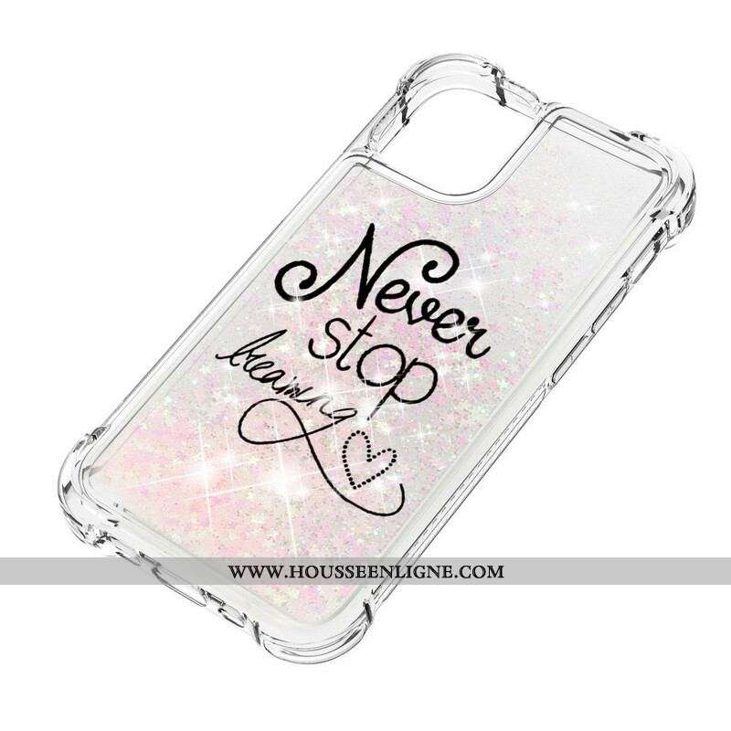 Coque iPhone 13 Pro Max Never Stop Dreaming Paillettes