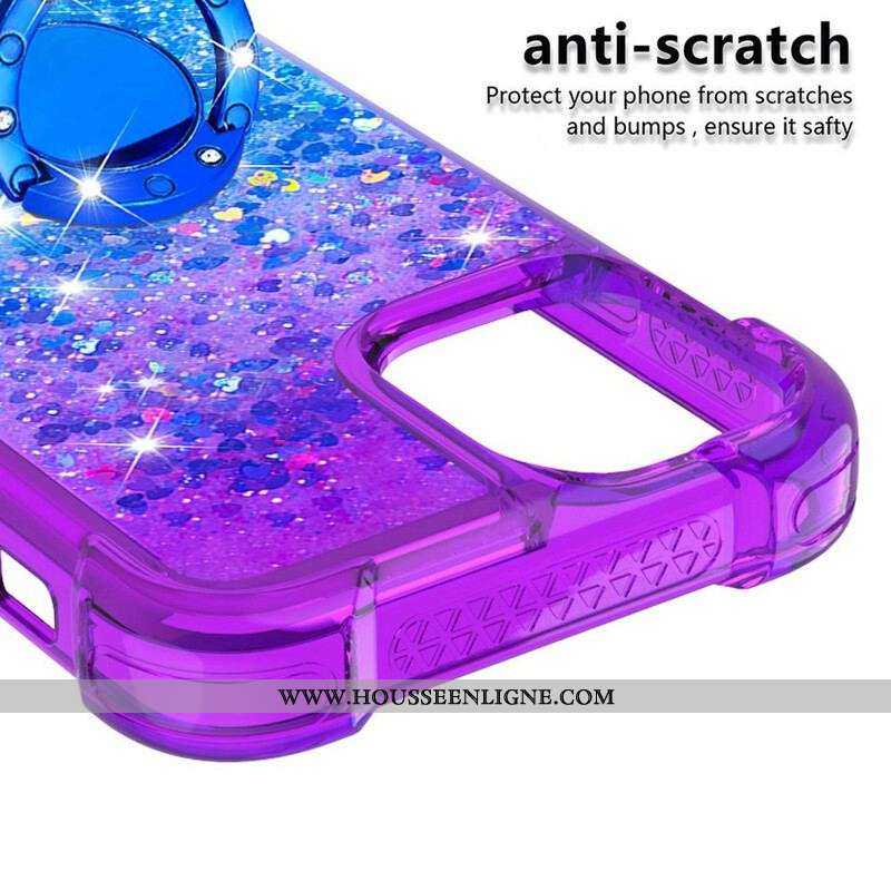 Coque iPhone 13 Pro Max Paillettes Anneau-Support