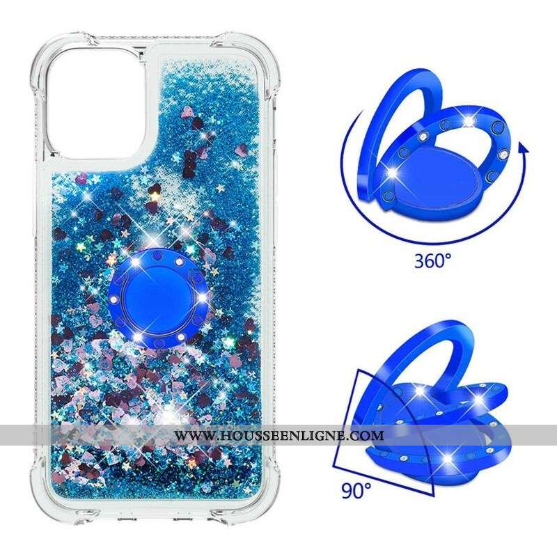 Coque iPhone 13 Pro Max Paillettes avec Anneau-Support