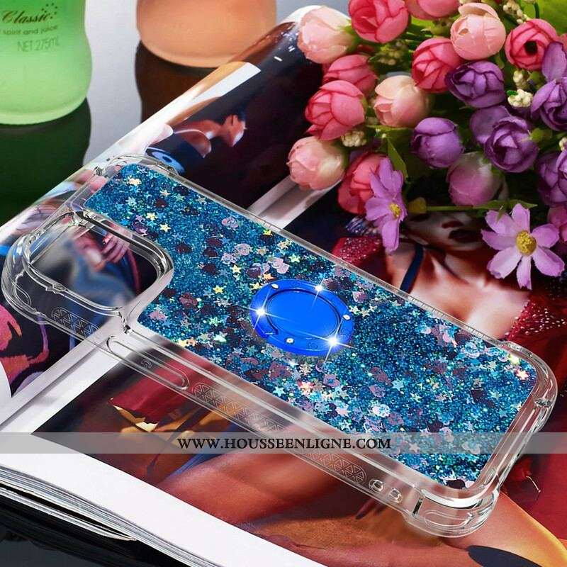 Coque iPhone 13 Pro Max Paillettes avec Anneau-Support