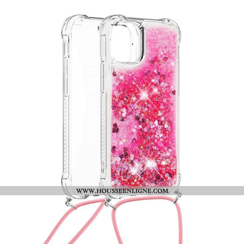 Coque iPhone 13 Pro Max Paillettes à Cordon