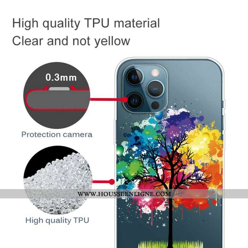 Coque iPhone 13 Pro Max Transparente Arbre Aquarelle