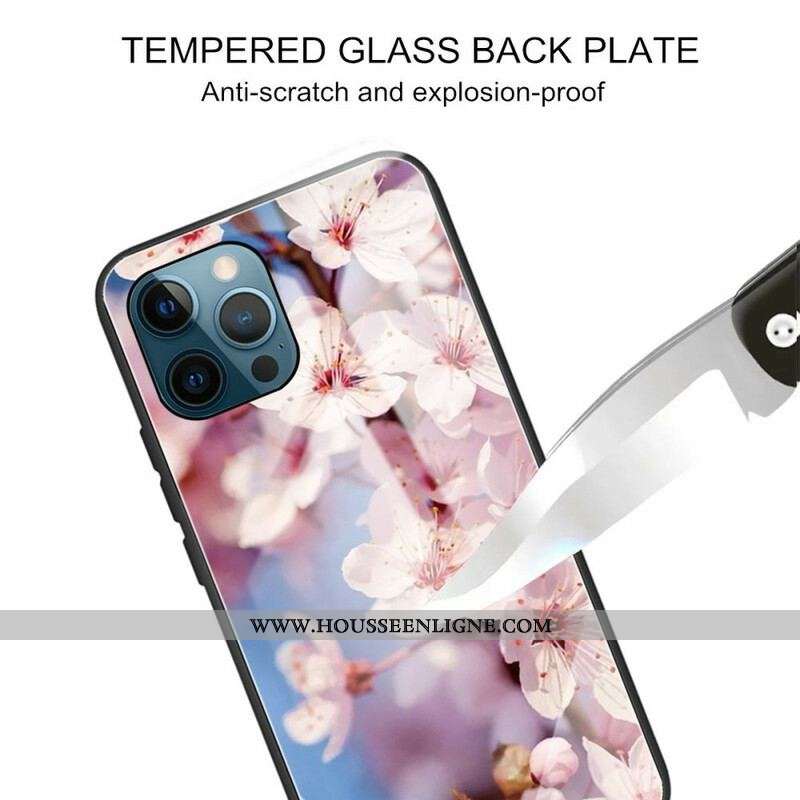 Coque iPhone 13 Pro Max Verre Trempé Fleurs Réalistes