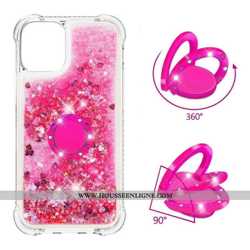 Coque iPhone 13 Pro Paillettes avec Anneau-Support